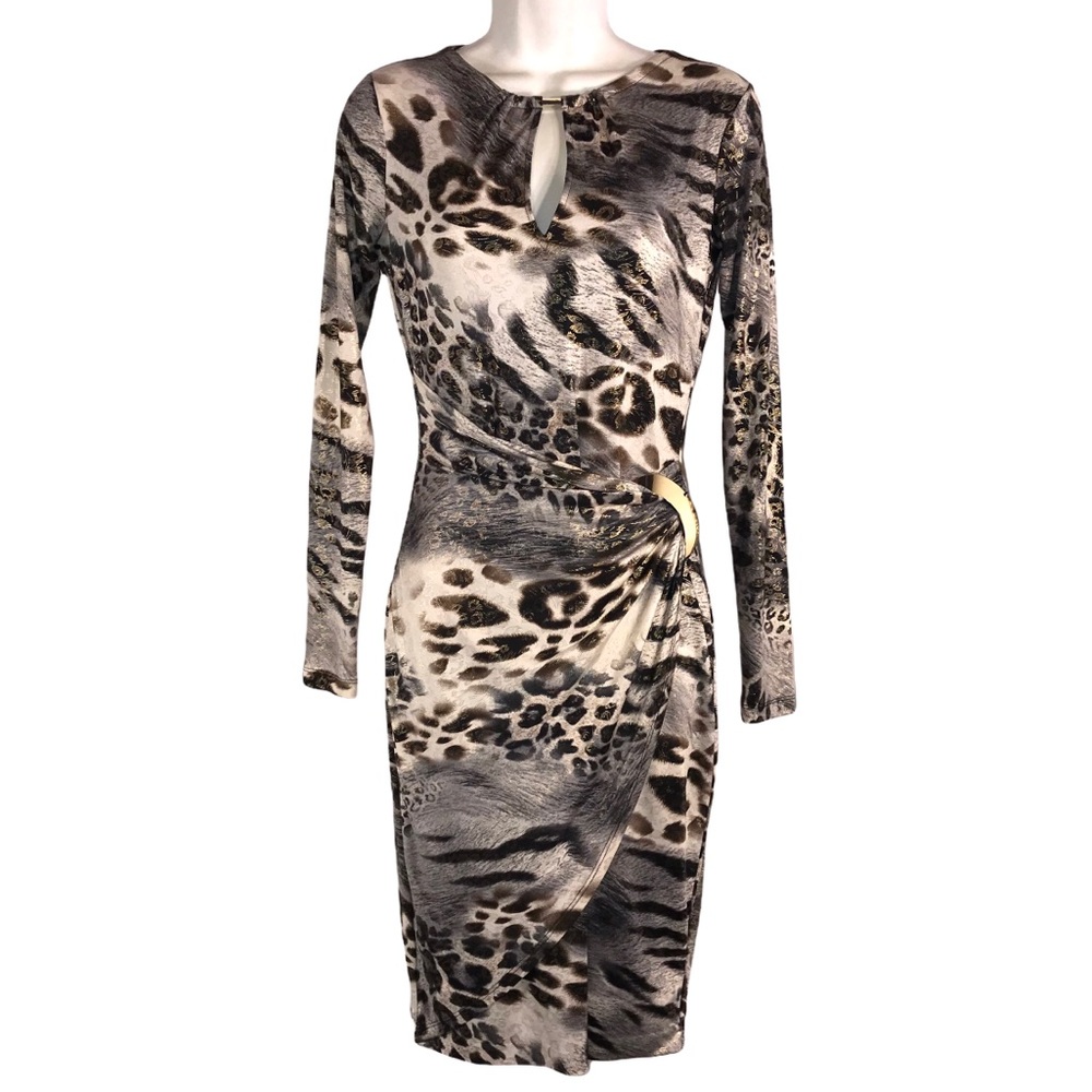 Cache Leopard Metallic Ruched Dress - Picture 11 of 11